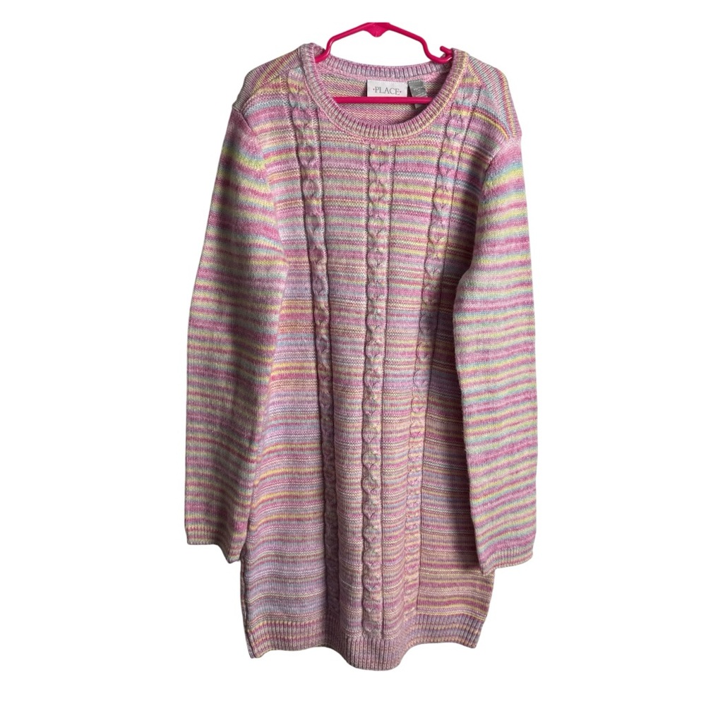 NWT The Children's Place Large 10-12 Pink Pastel Glittery Sweater Dress